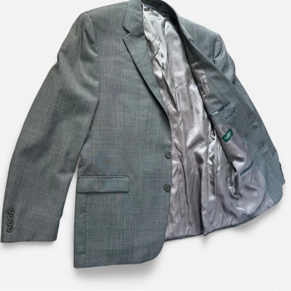 Lauren Ralph Lauren Men's 46L Gray Wool‎ Blend Blazer Classic Two Button Jacket
